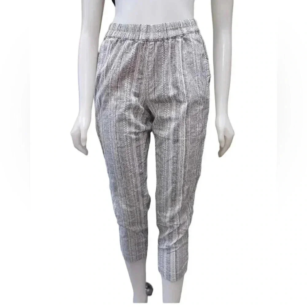 Roots Hemp Collection Black White Capri Size Small